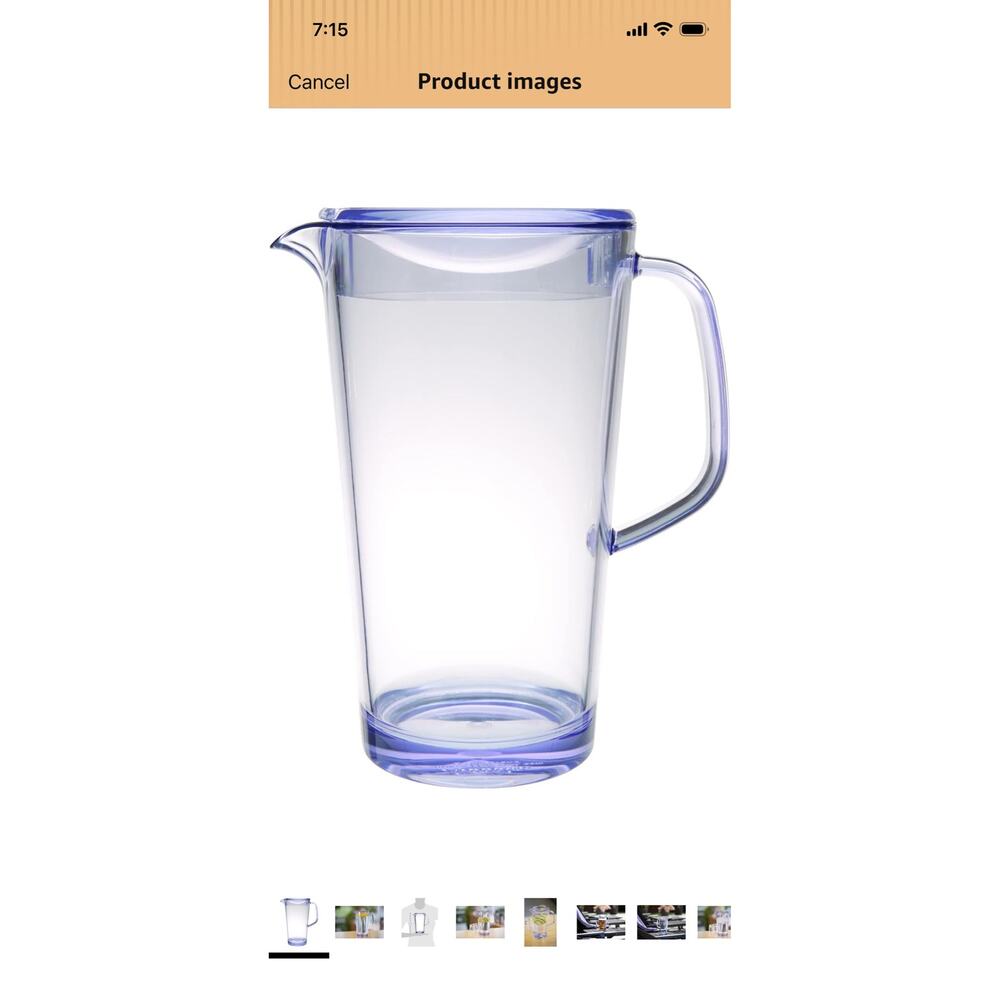 Service Ideas Clear Cold Beverage Pitcher 1.9L 64oz BPA‑Free Plastic w/ Lid